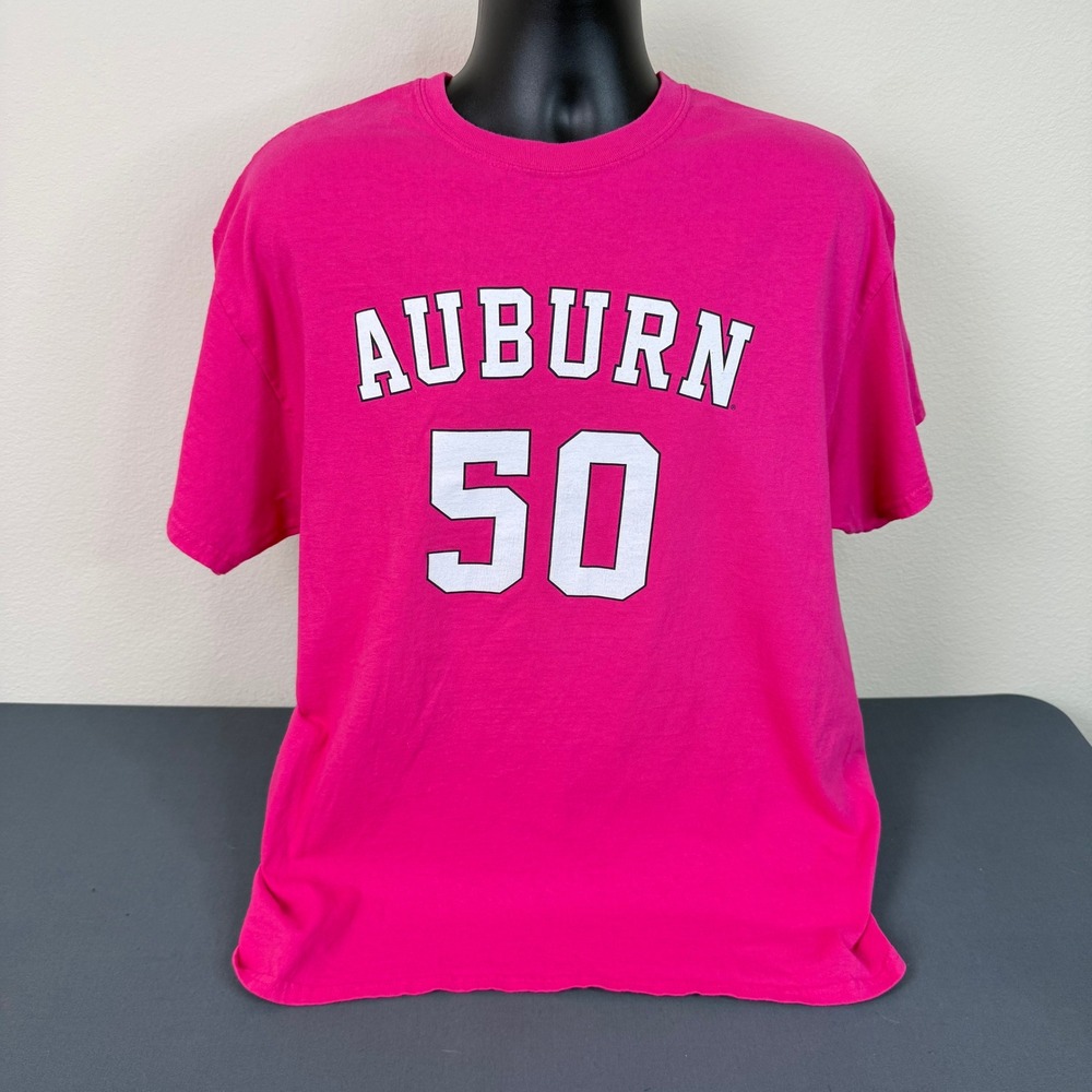 Gildan T-Shirt Mens XL Auburn 50 Orr Graphic Pink Ultra Cotton Short Sleeve Tee